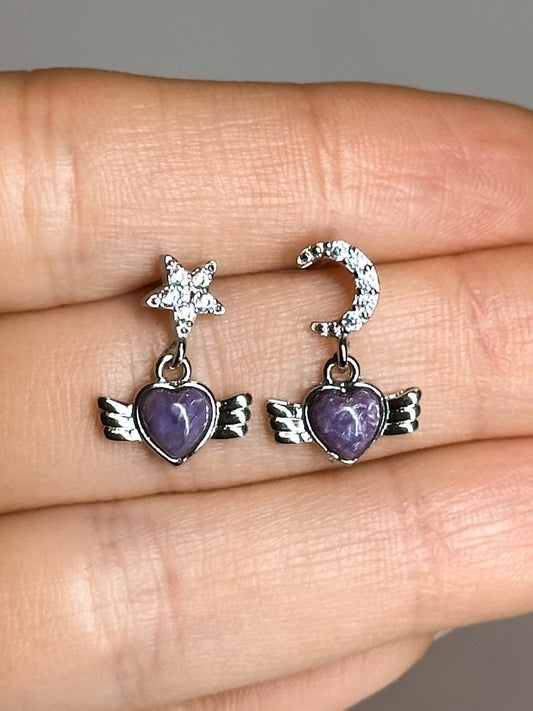 ORECCHINI IN CIAROITE CUORE (ARGENTO 925)
