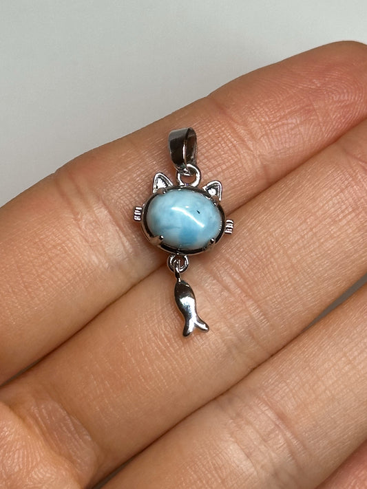 CIONDOLO IN LARIMAR GATTO