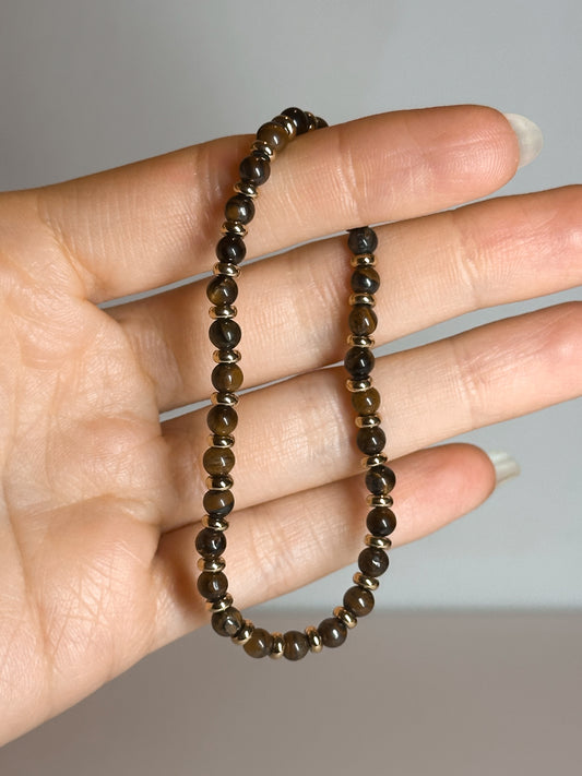 BRACCIALE IN OCCHIO DI TIGRE GOLD (ACCIAIO INOX)