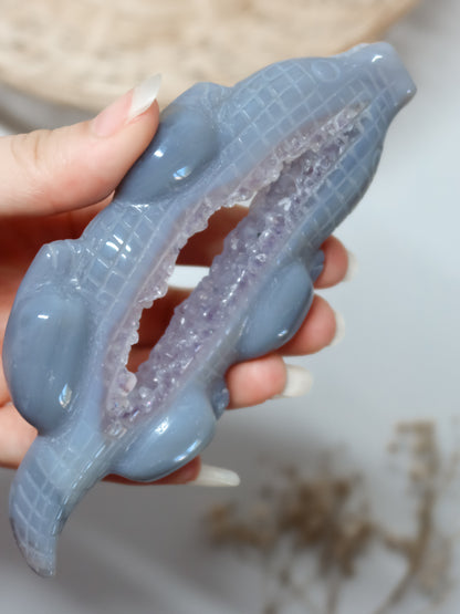 Coccodrillo in Agata + Ametista