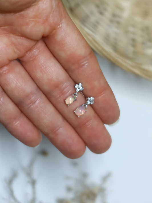 Orecchini in Opale Etiope con Fiore (Argento 925)