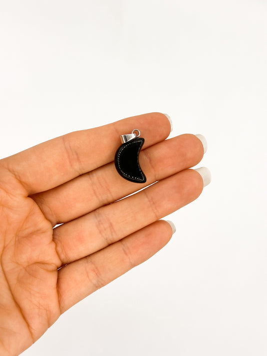 Ciondolo a Mezzaluna | Ossidiana Nera, Howlite, Agata, Labradorite